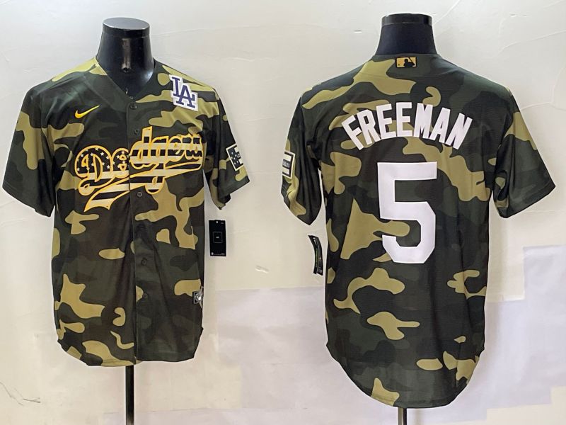 Men Los Angeles Dodgers #5 Freeman Camo Joint Name 2025 Nike MLB Jersey style 7